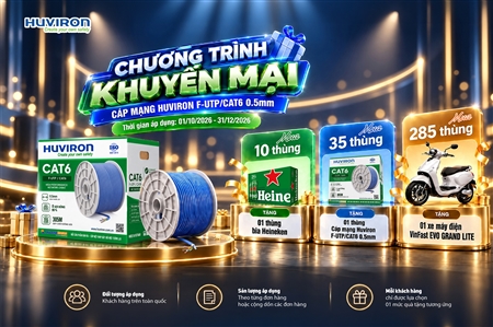 MUA CÁP MẠNG HUVIRON F-UTP/CAT6 0.5MM SĂN XE MÁY ĐIỆN VINFAST EVO GRAND LITE